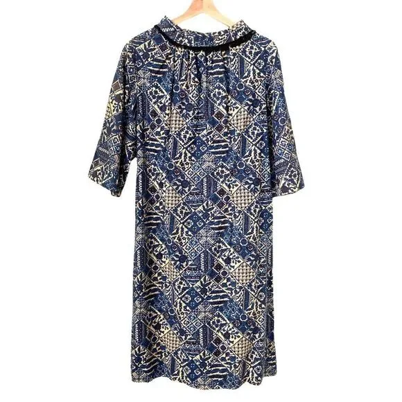 Floral Print 3/4 Sleeve Round Neck Midi A-Line Dress - Picture 3 of 12